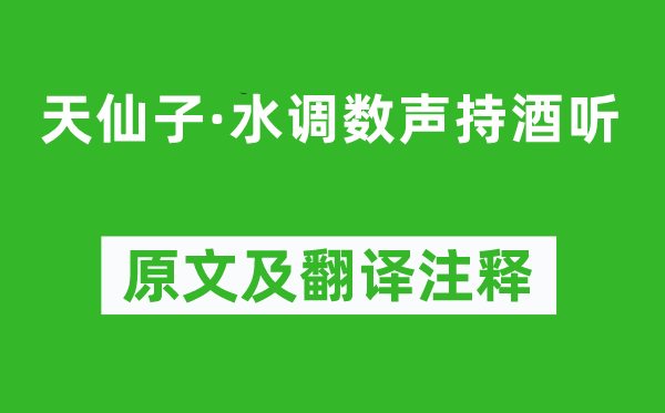 张先《天仙子·水调数声持酒听》原文及翻译注释,诗意解释