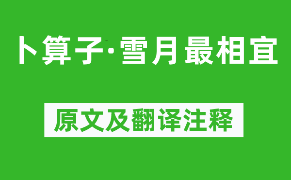 张孝祥《卜算子·雪月最相宜》原文及翻译注释,诗意解释