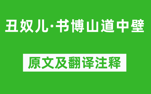 辛弃疾《丑奴儿·书博山道中壁》原文及翻译注释,诗意解释