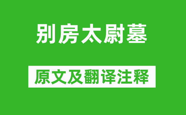 杜甫《别房太尉墓》原文及翻译注释,诗意解释