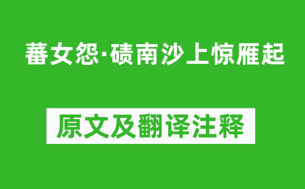 温庭筠《蕃女怨·碛南沙上惊雁起》原文及翻译注释,诗意解释