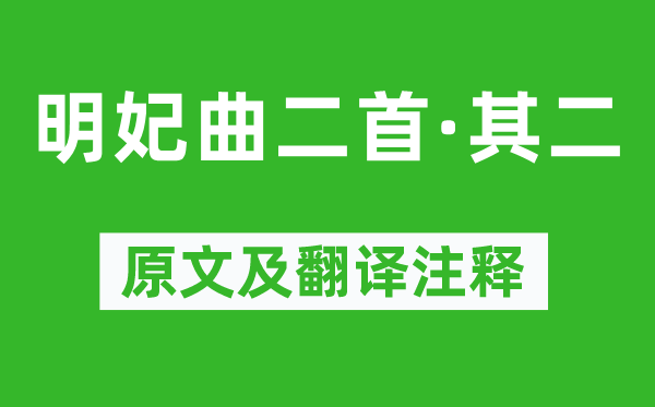 王安石《明妃曲二首·其二》原文及翻译注释,诗意解释