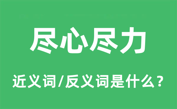 尽心尽力的近义词和反义词是什么,尽心尽力是什么意思