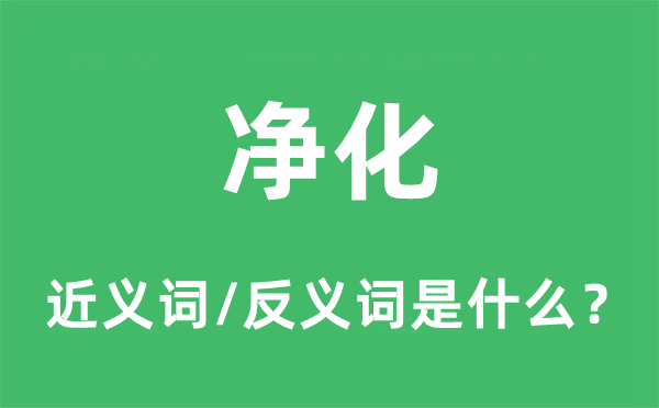 净化的近义词和反义词是什么,净化是什么意思