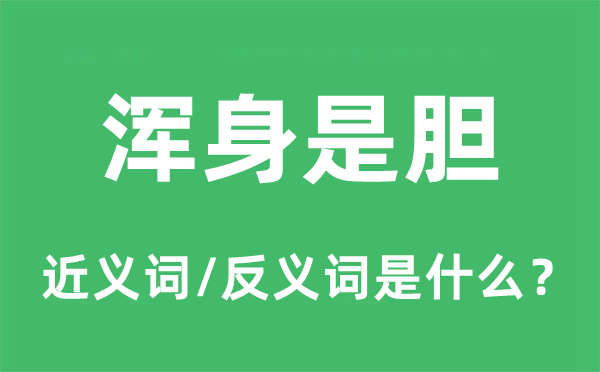 浑身是胆的近义词和反义词是什么,浑身是胆是什么意思