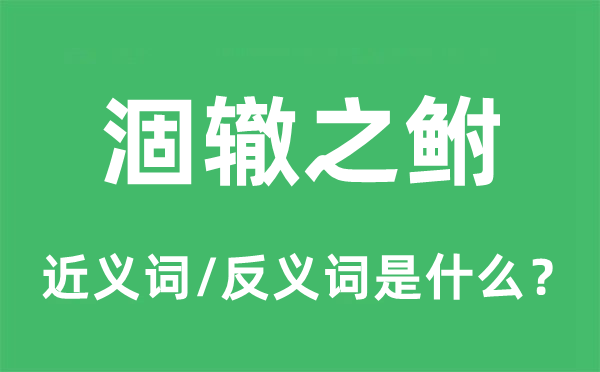 涸辙之鲋的近义词和反义词是什么,涸辙之鲋是什么意思