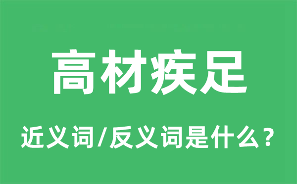 高材疾足的近义词和反义词是什么,高材疾足是什么意思