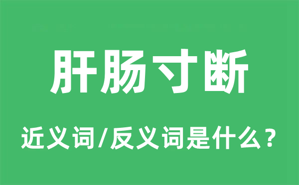 肝肠寸断的近义词和反义词是什么,肝肠寸断是什么意思