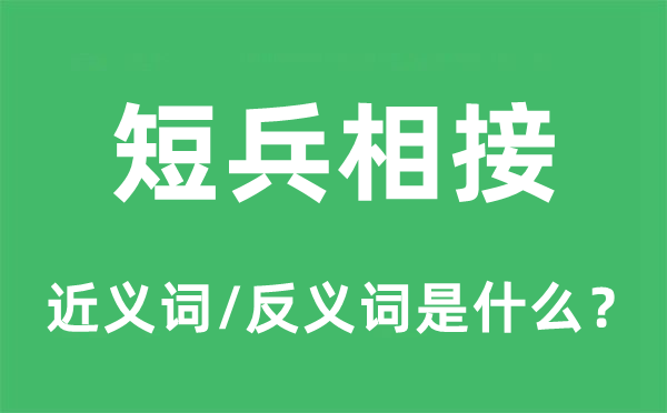 短兵相接的近义词和反义词是什么,短兵相接是什么意思