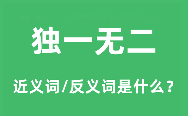 独一无二的近义词和反义词是什么,独一无二是什么意思