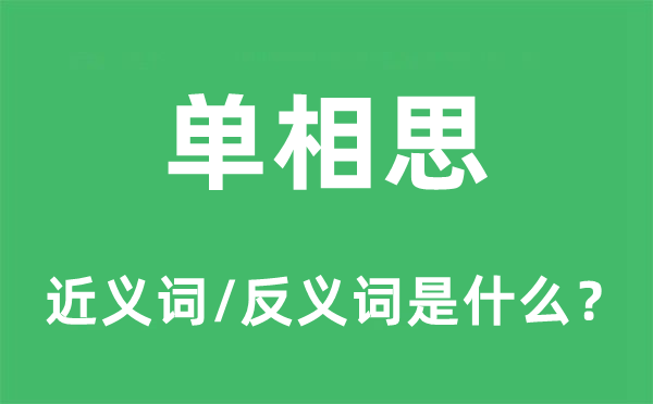 单相思的近义词和反义词是什么,单相思是什么意思