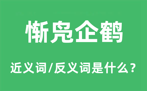 惭凫企鹤的近义词和反义词是什么,惭凫企鹤是什么意思