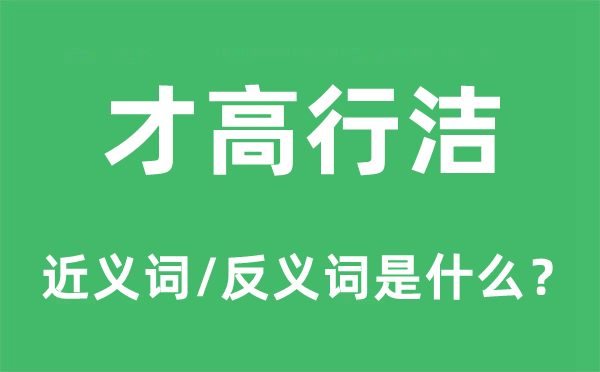 才高行洁的近义词和反义词是什么,才高行洁是什么意思