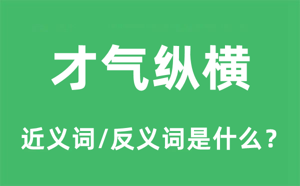 才气纵横的近义词和反义词是什么,才气纵横是什么意思