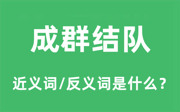 成群结队的近义词和反义词是什么,成群结队是什么意思