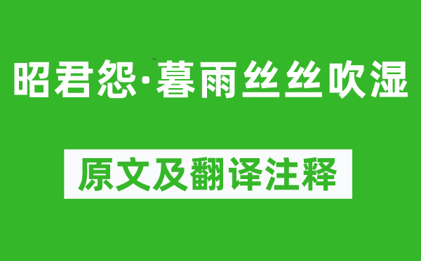 纳兰性德《昭君怨·暮雨丝丝吹湿》原文及翻译注释,诗意解释