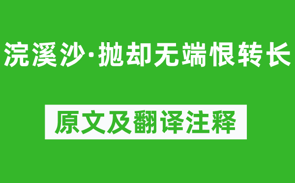 纳兰性德《浣溪沙·抛却无端恨转长》原文及翻译注释,诗意解释