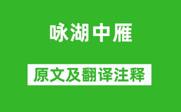 沈约《咏湖中雁》原文及翻译注释,诗意解释