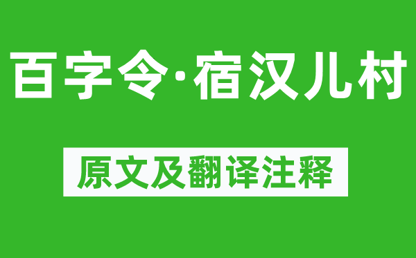 纳兰性德《百字令·宿汉儿村》原文及翻译注释,诗意解释