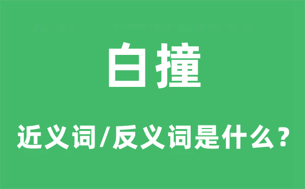 白撞的近义词和反义词是什么,白撞是什么意思