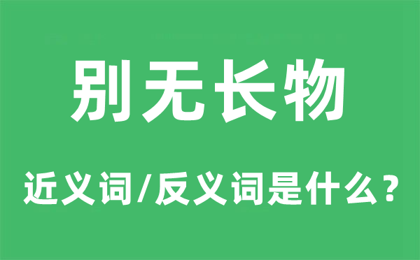 别无长物的近义词和反义词是什么,别无长物是什么意思