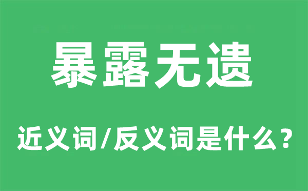 暴露无遗的近义词和反义词是什么,暴露无遗是什么意思