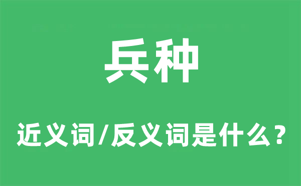 兵种的近义词和反义词是什么,兵种是什么意思