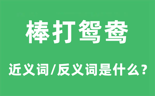 棒打鸳鸯的近义词和反义词是什么,棒打鸳鸯是什么意思