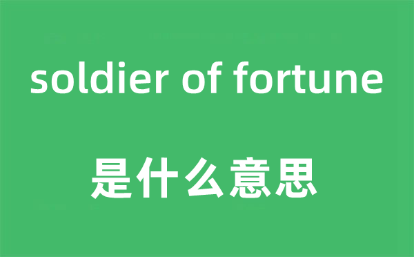 soldier of fortune是什么意思,中文翻译是什么