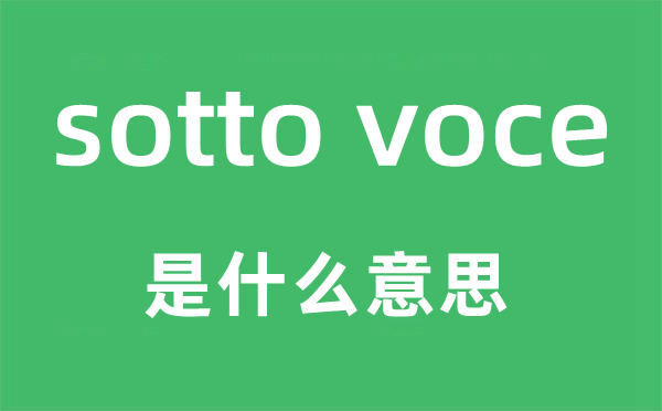 sotto voce是什么意思,中文翻译是什么