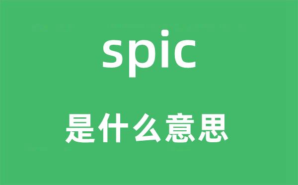 spic是什么意思,spic怎么读,中文翻译是什么