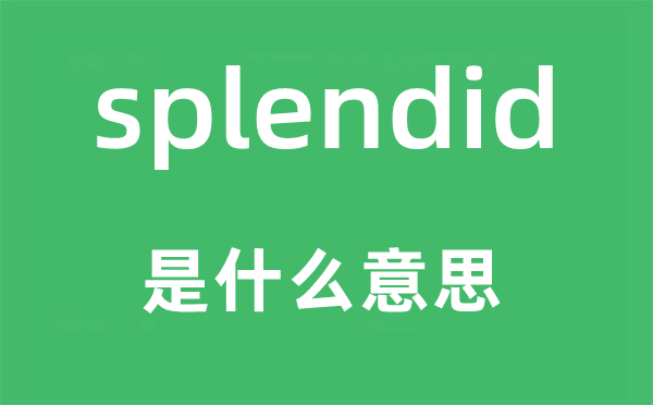 splendid是什么意思,splendid怎么读,中文翻译是什么