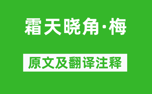 萧泰来《霜天晓角·梅》原文及翻译注释,诗意解释