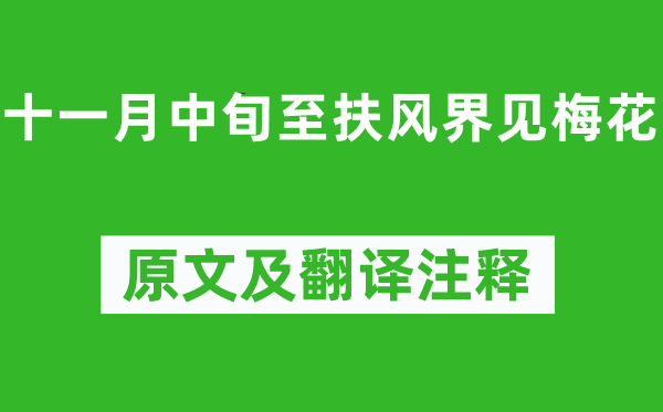 李商隐《十一月中旬至扶风界见梅花》原文及翻译注释,诗意解释