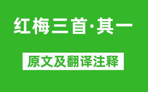 苏轼《红梅三首·其一》原文及翻译注释,诗意解释