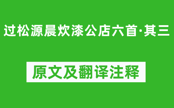 杨万里《过松源晨炊漆公店六首·其三》原文及翻译注释,诗意解释