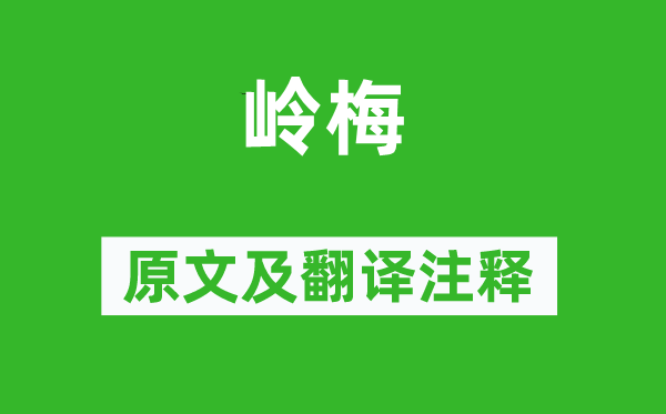 张道洽《岭梅》原文及翻译注释,诗意解释