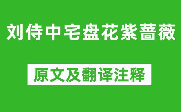 章孝标《刘侍中宅盘花紫蔷薇》原文及翻译注释,诗意解释