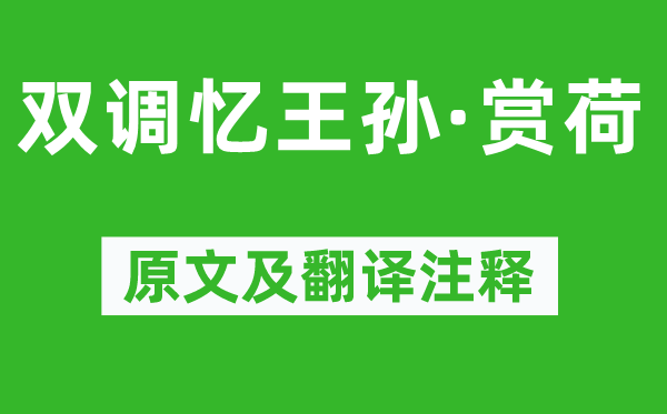 李清照《双调忆王孙·赏荷》原文及翻译注释,诗意解释