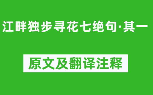 杜甫《江畔独步寻花七绝句·其一》原文及翻译注释,诗意解释