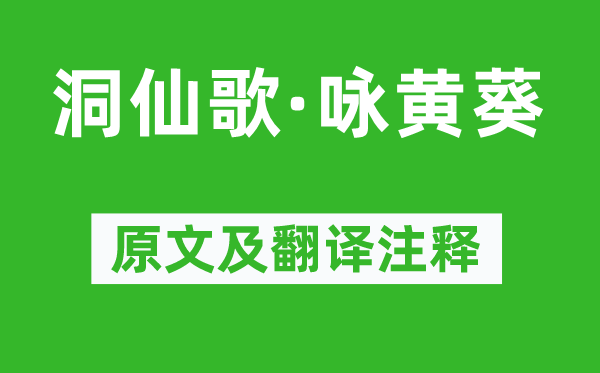 纳兰性德《洞仙歌·咏黄葵》原文及翻译注释,诗意解释