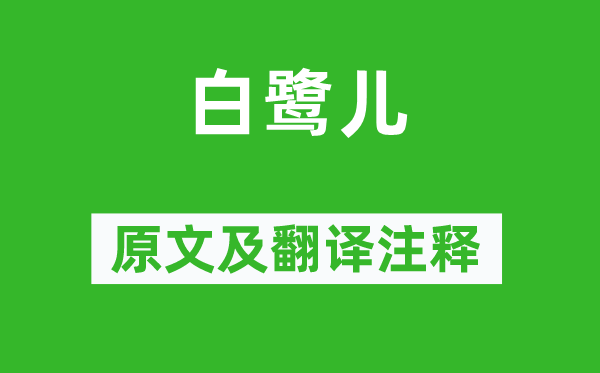 刘禹锡《白鹭儿》原文及翻译注释,诗意解释