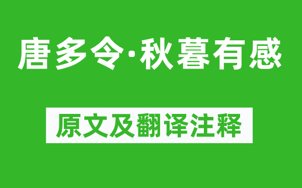 陈允平《唐多令·秋暮有感》原文及翻译注释,诗意解释