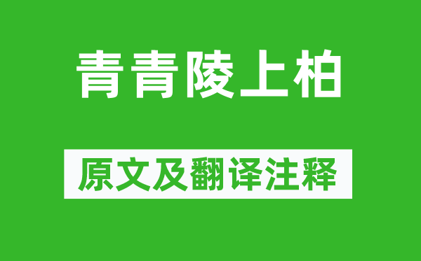 《青青陵上柏》原文及翻译注释,诗意解释