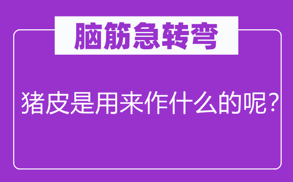 脑筋急转弯：猪皮是用来作什么的呢？