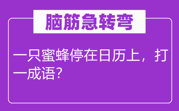 脑筋急转弯：一只蜜蜂停在日历上，打一成语？