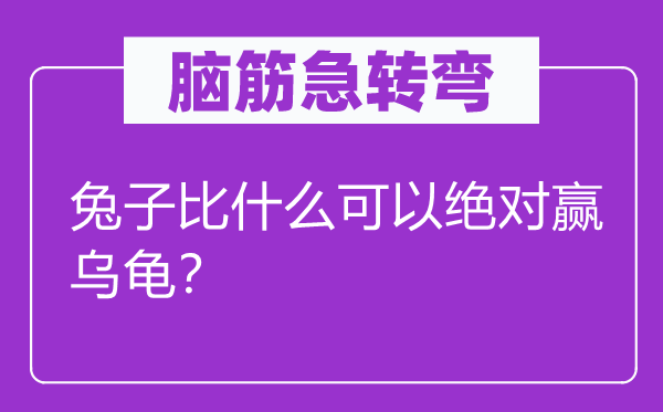 脑筋急转弯：兔子比什么可以绝对赢乌龟？