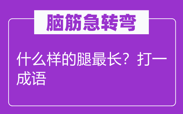 脑筋急转弯：什么样的腿最长？打一成语