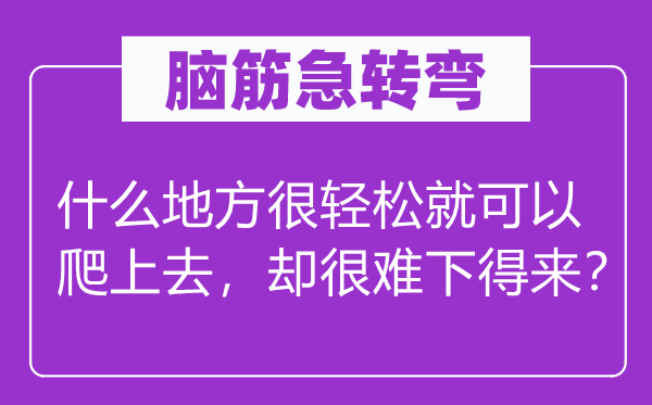 脑筋急转弯：什么地方很轻松就可以爬上去，却很难下得来？