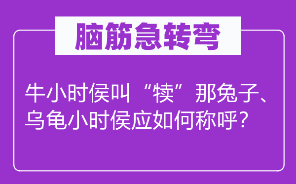 脑筋急转弯：牛小时侯叫“犊”那兔子、乌龟小时侯应如何称呼？